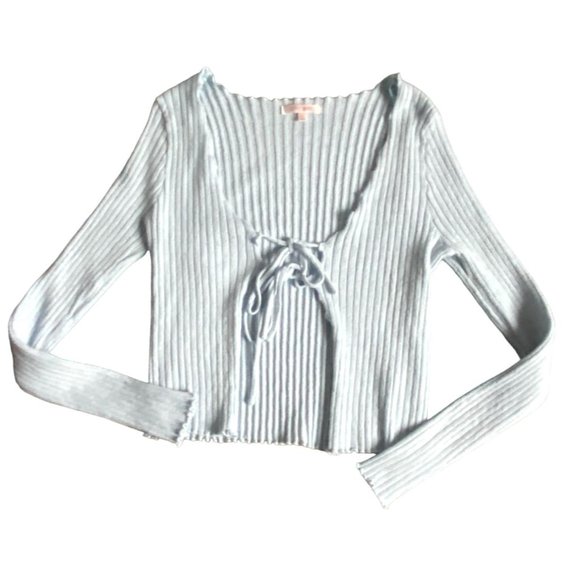 Pac Sun Lottie Moss Ribbed Front Tie Cardigan-Light Blue-Size S-GUC - Picture 1 of 6